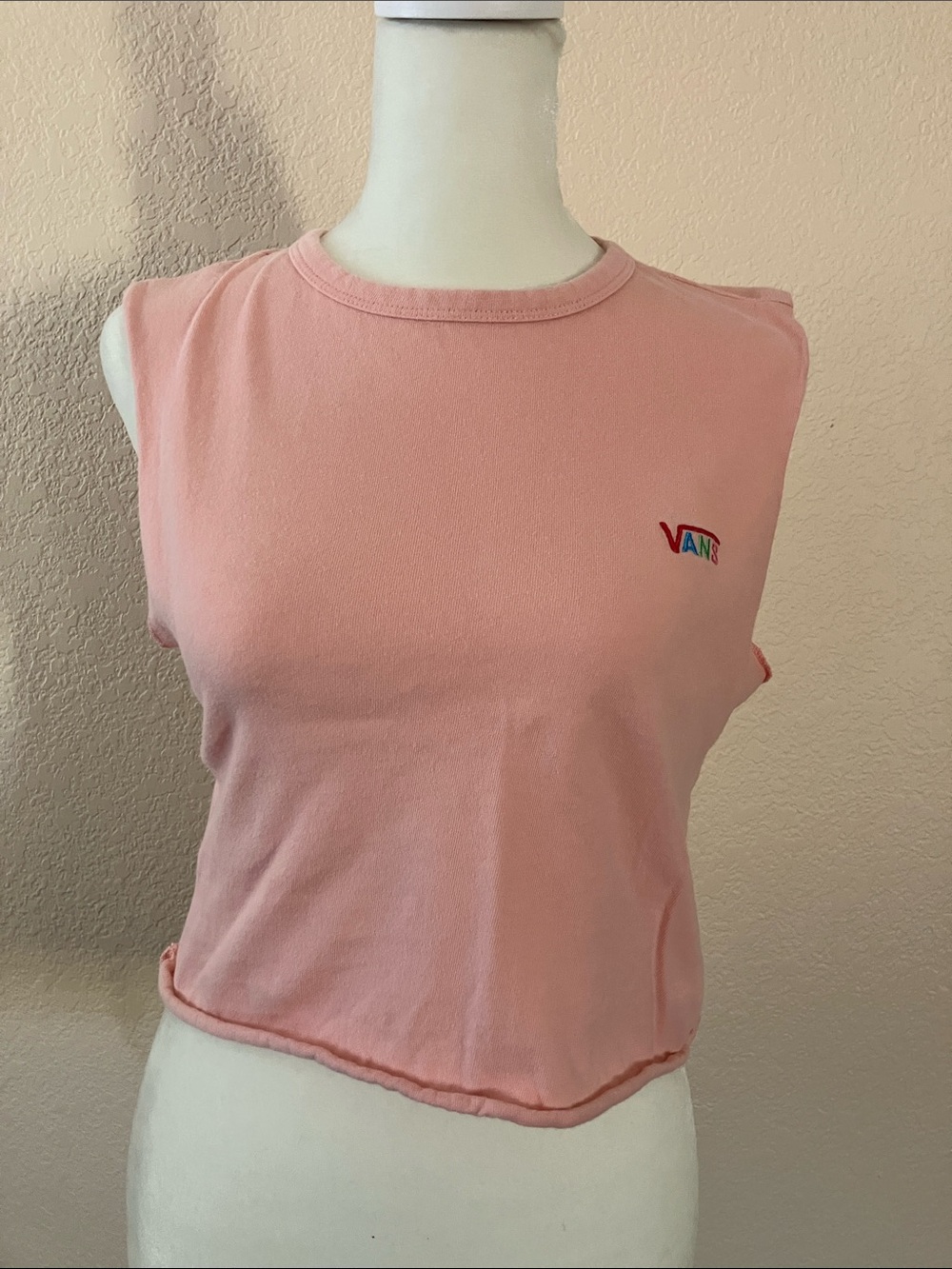 Vans Pink Cropped sleeeless Tshirt with Logo